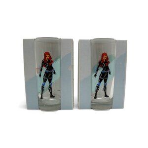 Marvel Black Widow Glasses 9.8 oz New Set Of 2 -US Duties Prepaid